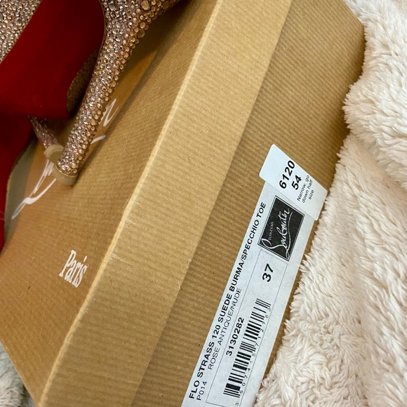 CHRISTIAN LOUBOUTIN FLO STRASS 120 Suede Burma specchio toe rose antique size 37 - Picture 7 of 7